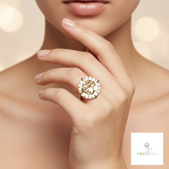 Tory Burch Jewelry - Tory Burch Gold Coin medallion Ring size 7